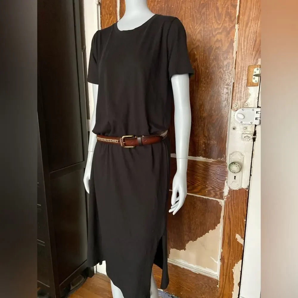 JCREW Black Short Sleeve Midi T-Shirt Dress sz XS